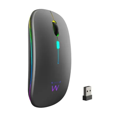 Ewent Ratón Inalámbrico Recargable USB-A 2.4GHz Bluetooth 5.1 RGB 500mAh Negro