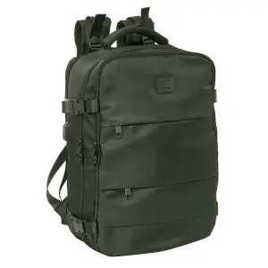 Safta Mochila de Cabina con USB, Portabotellas y Zapatillero - 15.6" - Verde Oscuro