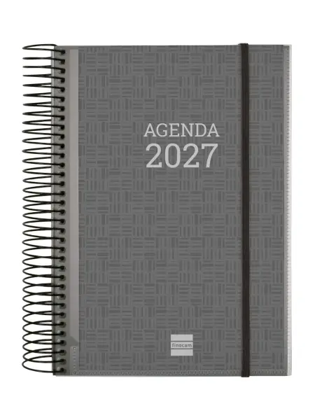 Finocam Agenda Espiral Personalizable Anual 2027 1 Día por Página E10 155x212mm Gris