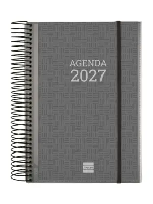Finocam Agenda Espiral Personalizable Anual 2027 1 Día por Página E10 155x212mm Gris