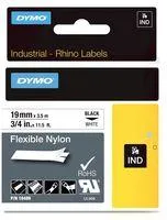 Dymo Rhino Cinta De Etiquetas Industrial Adhesiva Id1-19, Negro Sobre Blanco De 19Mmx3´5 M, Nylon Flexible (S0718120)