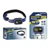 Jupiter Linterna Frontal LED 200lm + COB 50lm IP65 Azul - Goma Ajustable, 3 Pilas AAA