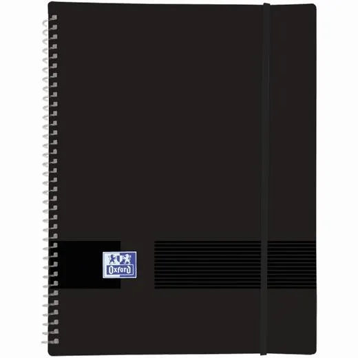 Oxford Carpeta Con 30 Fundas Cristal 50 Micras Espiral A4 Cierre C/Goma Plástico Opaco Negro