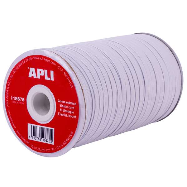 Apli Bobina De Cuerda Elastica Plana 5Mmx100M - Facil De Cortar Y Atar - Ideal Para Manualidades