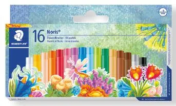 Staedtler Noris 241 Pack de 16 Ceras Blandas 8mm Colores Surtidos Resistencia a la Rotura