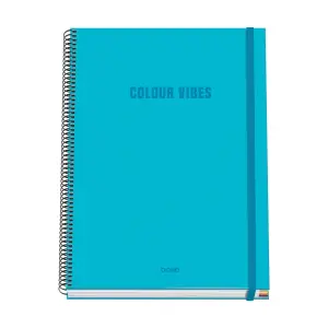 Dohe Cuaderno Espiral A4 100 Hojas Microperforadas Cuadricula 5mm Tapa Dura Azul Cyan