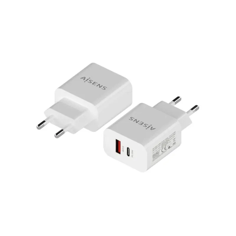 Aisens Cargador 20W USB-C PD3.0 y USB-A QC3.0 Blanco