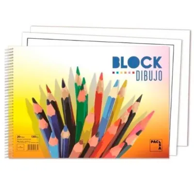 Pacsa Bloc Dibujo Espiral 20H 230x330mm 130gr Con Recuadro - Paquete de 10 Unidades