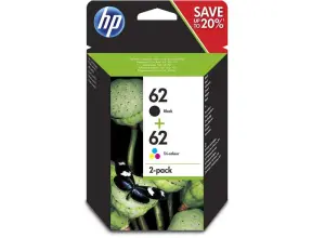 HP Tinta Nº 62 Negro, Cian, Magenta y Amarillo para Envy 5604 (Pack 2)