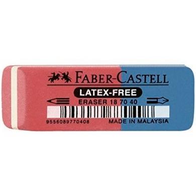 Faber Castell Goma De Borrar Biselada Mixta Para Grafito Y Tinta Azul/Rojo