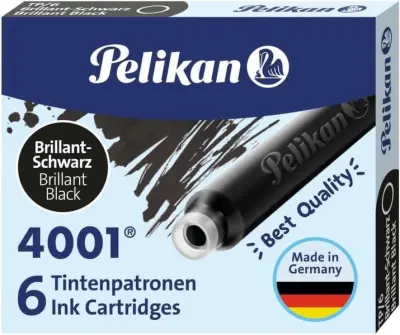 Pelikan 4001 TP/6 Pack de 6 Cartuchos de Tinta Negra para Plumas Estilográficas
