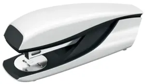 Petrus 635 WOW Grapadora Metalica + Caja de 200 Grapas - Hasta 30 Hojas - Extraegrapas Integrado - Grapado Cerrado, Abierto y Clavado - Color Blanco Metalizado