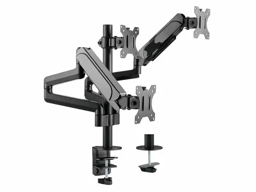 Soporte De Mesa Equip 650134 Para 3 Pantallas 17" - 27" Aluminio Muelle De Gas Equip Inclinable Y Giratorio Max, Vesa 100X100