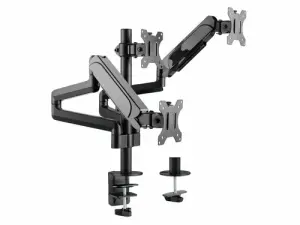 SOPORTE DE MESA EQUIP 650134 PARA 3 PANTALLAS 17" - 27" ALUMINIO MUELLE DE GAS EQUIP INCLINABLE Y GIRATORIO MAX, VESA 100X100