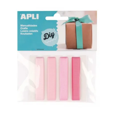 Apli Pack de 4 Cintas de Tela Rosa para Manualidades y Decoraciones