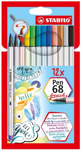 Stabilo Rotuladores Pen 68 Brush C/Surtidos Estuche 12 Ud