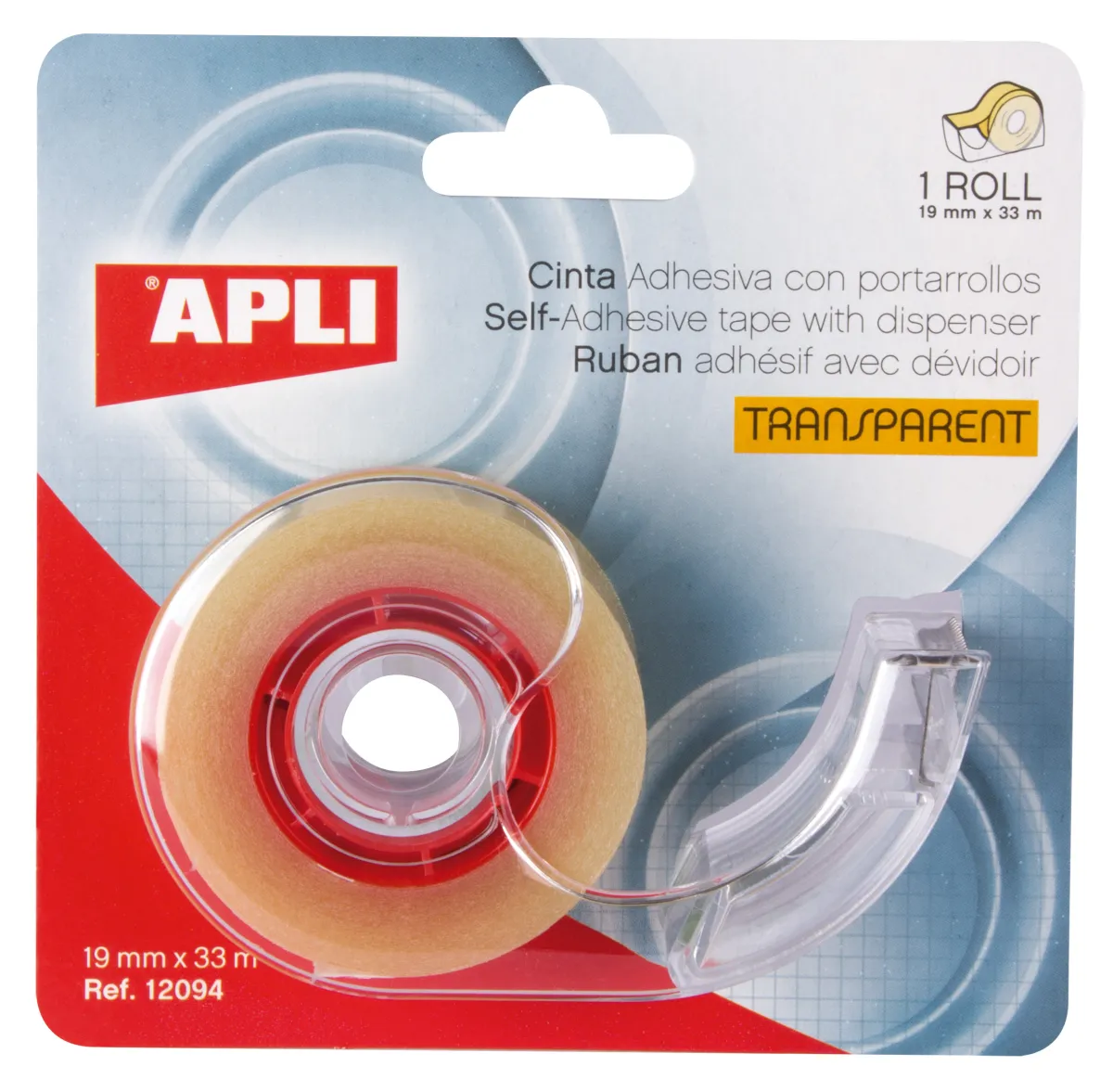 Apli Porta Cinta Home con Cinta Adhesiva Transparente 19mm x 33m