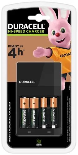 Duracell Cargador De Pilas AAA/AA Con 4 Pilas Recargables (2 AA + 2 AAA)