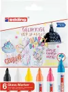 Edding 95 Pack de 6 Rotuladores para Cristal Punta Redonda Trazo 1.5-3mm Colores Blanco Amarillo Negro Naranja Rosa Azul