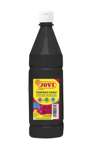 Jovi Tempera Paint Líquida 1000ml - Base Agua, Alto Poder Cubriente, Secado Rápido, Color Negro