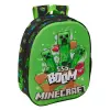 Safta Minecraft Boom Mochila 3D Verde y Negro - Portabotellas y Hombreras Acolchadas - 27x33x10cm