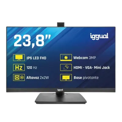 iggual Monitor 24" 120Hz 1ms HDMI VGA con Webcam