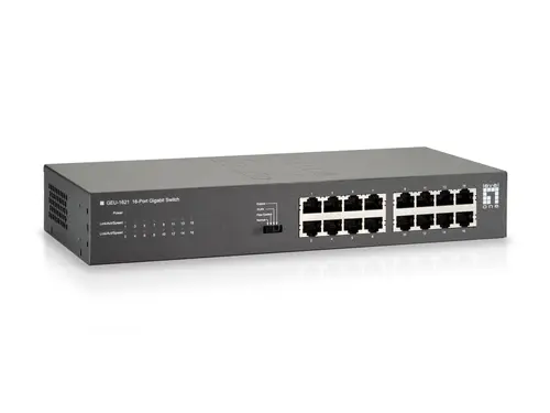 Level One Switch No Gestión 16 Puertos 10/100/1000 Mini con Kit de Montaje Rack 19