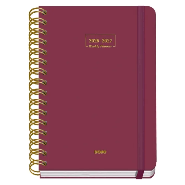 Dohe Agenda Escolar Premium A5 Espiral Doble Cartón Forrado Burdeos 2026-2027