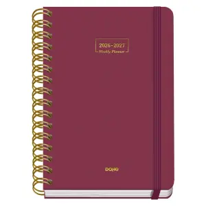 Dohe Agenda Escolar Premium A5 Espiral Doble Cartón Forrado Burdeos 2026-2027