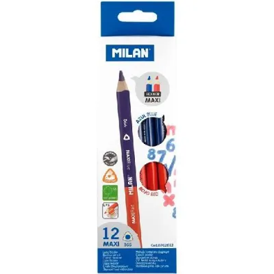 Milan Lápices Bicolor Maxi Triangulares Azul/Rojo Caja 12 Unidades