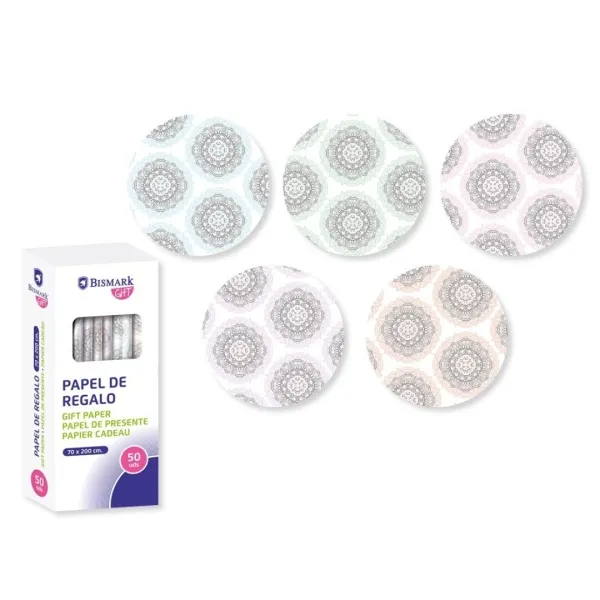 Bismark Mandalas Rollo De Papel Regalo - Medidas 70Cmx200Cm - 5 Diseños Diferentes