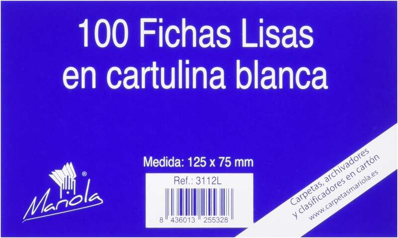 Mariola Pack De 100 Fichas Lisas Nº2 Para Fichero - Medidas 125X75Mm - Color Blanco