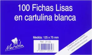 Mariola Pack de 100 Fichas Lisas Nº2 125x75mm Color Blanco