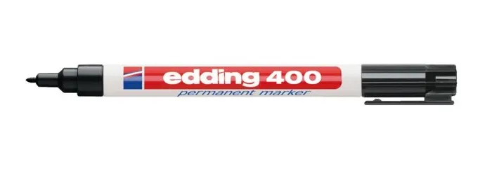 Edding 400 Rotulador Permanente - Punta Redonda - Trazo 1 mm. - Recargable - Secado Rapido - Color Negro