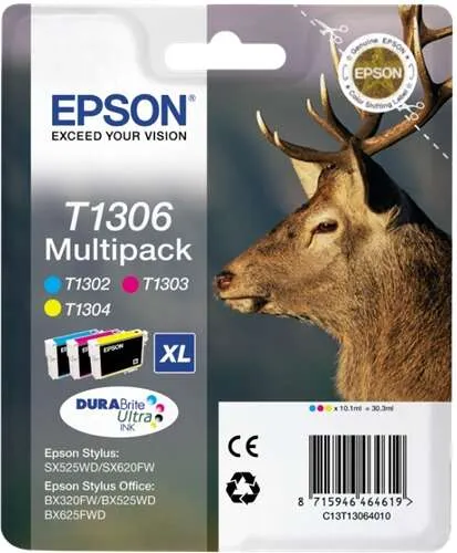 Epson Tinta C/M/Y Multipack para Impresoras SX525WD/620FW/Office B42WD/525WD/625FWD/925FWD