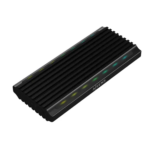 Aisens Caja Externa M.2 Rgb Gaming Asm2-Rgb012B Sata/Nvme A Usb3.1 Gen2, Negra