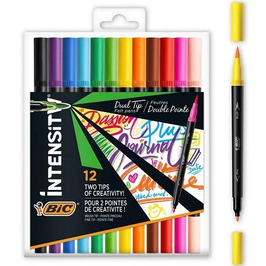 Bic Rotuladores Intensity Tip Felt Pens Punta Fina/Pincel Colores Surtidos Vivos Blíster 12 Ud