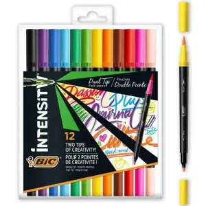 Bic Rotuladores Intensity Tip Felt Pens Punta Fina/Pincel Colores Surtidos Blíster 12 Ud