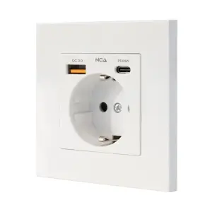 Nanocable Roseta Schuko Empotrable con 1xUSB-A QC 3.0 y 1xUSB-C PD 3.4A Blanco