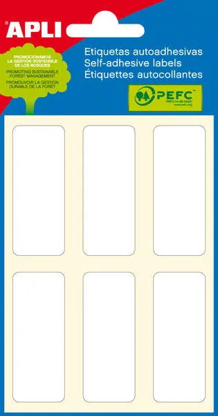 Apli Pack de 36 Etiquetas 20x50mm Adhesivo Permanente Color Blanco