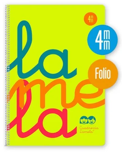 Lamela Cuaderno Espiral 80H Folio 90gr Cuadrícula 4mm Amarillo