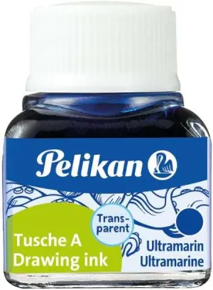Pelikan Tinta China 523 10ml N.9 Azul Ultramar Resistente al Agua para Dibujo y Caligrafía
