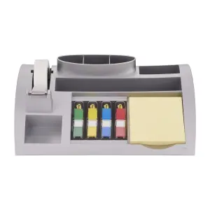 Post-it Index Organizador de Sobremesa con Bloc de Notas, Marcadores y Cinta Adhesiva - Color Gris
