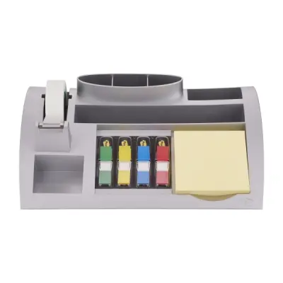 Post-it Index Organizador de Sobremesa con Bloc de Notas, Marcadores y Cinta Adhesiva - Color Gris