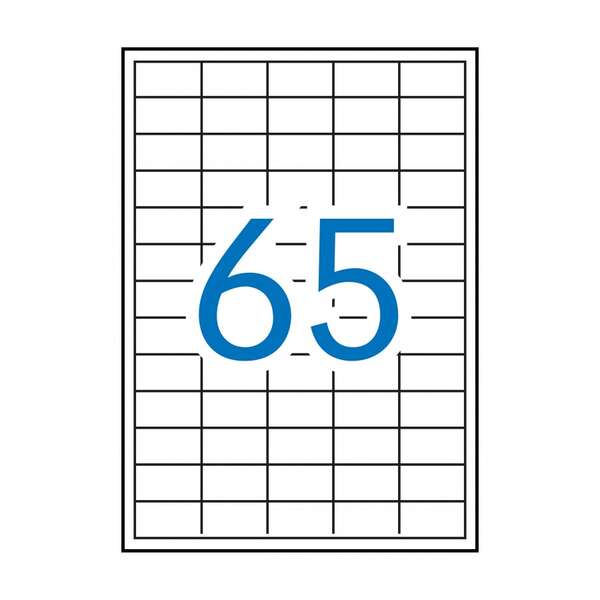 Apli Pack De 6.500 Etiquetas Rectangulares 38X21.2Mm - 100 Hojas Por 65 Etiquetas - Adhesivo Permanente - Cantos Rectos - Color Blanco