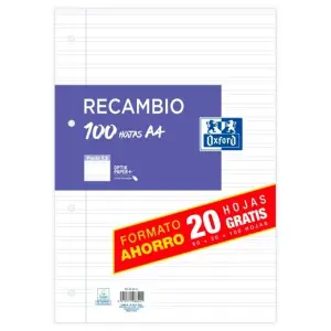 Oxford Recambio 100 Hojas Pauta 3.5mm con Margen - 4 Taladros