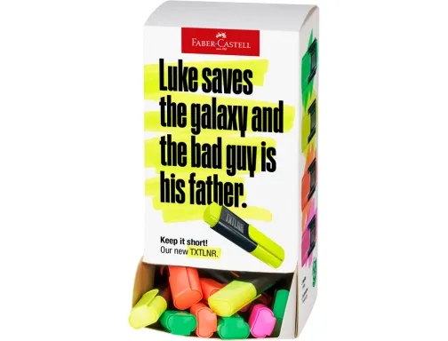 Faber-Castell Txtlnr Expositor Con 60 Marcadores Fluorescentes - Punta Biselada - Trazo Entre 1, 2 Y 5 Mm - Tinta Con Base De Agua - Colores Neon Surtidos