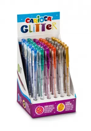 Carioca Glitter Gel - Expositor 36 Bolígrafos - Punta Ø 1mm - Tinta Glitter