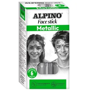 Alpino Fiesta Face Stick Pack - 6 Barritas de Pintura Facial - Color Plata