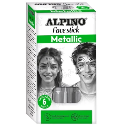 Alpino Fiesta Face Stick Pack - 6 Barritas de Pintura Facial - Color Plata